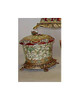 Chinese Red and Fern Green - Luxury Handmade and Painted Reproduction Chinese Porcelain and Gilt Bronze Ormolu - 7 Inch Table Top Pet Treat or Covered Dish Style B236