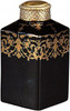 Luxe Life Solid Black with Gold Scrollwork - Luxury Hand Painted Porcelain and Gilt Bronze Ormolu - 7 Inch Square Jar