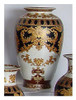 Ebony Black and Gold Acanthus - Luxury Handmade and Painted Reproduction Chinese Porcelain - 12 Inch Table Top Vase, Jardiniere - Style 807