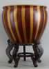 Fish Bowl | Fishbowl Planter - Red and Gold Vertical Stripes - 20 Inch Size Fish Bowl | Fishbowl Planter - Red and Gold Vertical Stripes - 20 Inch Size