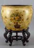Porcelain Fish Bowl | Fishbowl Planter - Ornamental Lemon Topiary Pattern - 16 Inch Size