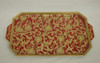 French Red and Gold Lotus Scroll - Luxury Handmade and Painted Reproduction Chinese Porcelain - 18 Inch Display or Vanity Tray - Style 194