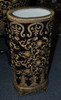 Ebony Black and Gold Lotus Scroll - Luxury Handmade and Painted Reproduction Chinese Porcelain and Gilt Bronze Ormolu - 21 Inch Umbrella Storage Vase - Stand Style D378