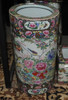 Nature Scene Gold Rose Medallion - Luxury Handmade and Painted Reproduction Chinese Porcelain - 24 Inch Umbrella Vase, Stand - Style 61