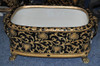 Ebony Black and Gold Lotus Scroll - Luxury Handmade and Painted Reproduction Chinese Porcelain and Gilt Bronze Ormolu - 21 Inch Rectangular Statement Centerpiece Planter - Style E593