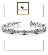 4DA Natural Hearts & Arrows Ideal Cut Diamond 3.52 carat TDW Fanciful Station Bracelet, Platinum.