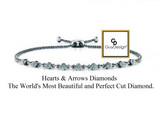 9AD Natural Hearts & Arrows Ideal Cut Diamond 1.40 carat TDW Chain Link Bolo Bracelet, 14k White Gold, Each Diamond is 1/5 of a Carat