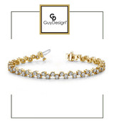 4CB Natural Hearts & Arrows Ideal Cut Diamond 6.72 carat TDW Fanciful Zig Zag Bracelet, 18k Yellow Gold