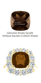 7102DG.168175.81027203 - 9 x 9 - Cushion Cut Smoky [Brown Color] Quartz - Diana Princess of Wales Ring Style