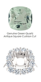 7104DG.168175.81027203 - 9 x 9 - Cushion Cut Green Quartz - Diana Princess of Wales Ring Style