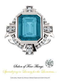 A GuyDesign®, Right Hand Ring DG690276.91020000.72096.6 Art Deco Style Ring. Pictured with London Blue Topaz.