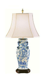 Luxe Life Finely Finished Hand Painted Porcelain - 29 Inch Accent | Tabletop Lamp - Classic Blue and White Pattern