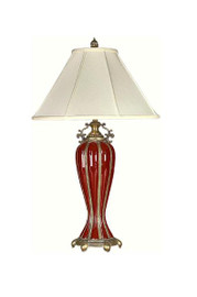 Luxe Life Finely Finished Hand Painted Porcelain and Gilt Bronze Ormolu - 30 Inch Accent | Tabletop Lamp - Glossy Red Finish