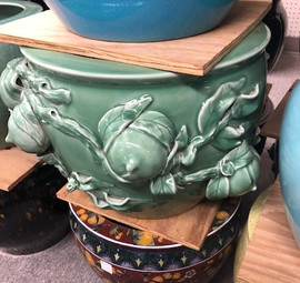 Celadon Decorator Crackle - Luxury Handmade Chinese Porcelain - 14 Inch Fish Bowl | Fishbowl | Planter - Pomegranate 10732 Celadon Decorator Crackle - Luxury Handmade Chinese Porcelain - 14 Inch Fish Bowl | Fishbowl | Planter - Pomegranate 10732