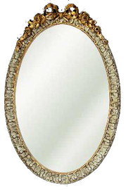 Classic Elements, 28"t x 18"w Oval Shape Beveled Glass Reproduction Mirror, Custom Finish, 6102