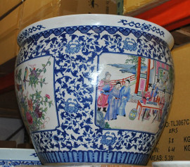 Blue and White - Luxury Handmade Reproduction Chinese Porcelain - 20 Inch Fish Bowl | Fishbowl | Planter | Lamp Table Base Style 35 6055 AM - Planter | Cocktail Table Base - 595K