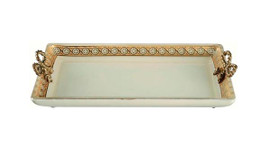 Luxe Life Finely Finished Etched Glass and Gilt Bronze Ormolu - 12 Inch Decorative Tray