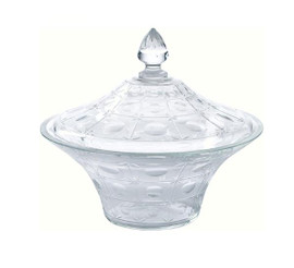 Luxe Life Finely Finished Etched Glass - 10 Inch Covered Bowl | Compote