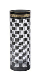 Luxe Life Finely Finished Black and White Checkerboard Glass, 14 Inch Tabletop | Mantel Vase
