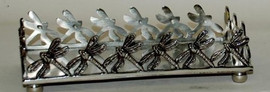 Brass Dragon Fly Guest Towel Tray - Antique Silver Finish - Set of Two