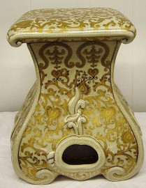 Ivory and Gold Lotus Scroll Arabesque, Luxury Handmade Reproduction Chinese Porcelain, Customizable 15 Inch Accent Table Garden Seat, Style E103