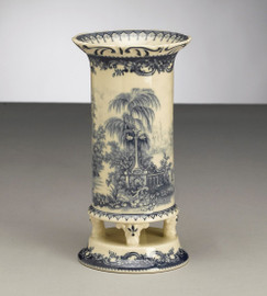 Blue and White Decorative Transferware Porcelain 7.5 Inch Tall Vase