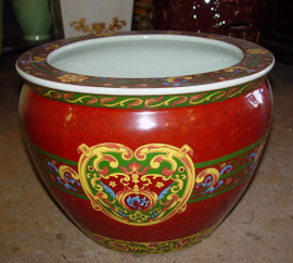 LCP - Luxury Handmade Reproduction Chinese Porcelain - 14 Inch Fish Bowl | Fishbowl Planter - Style 35