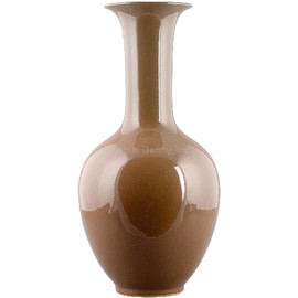 Finely Finished Porcelain, 20 Inch Tabletop or Mantel Vase, Chocolate Brown Finish