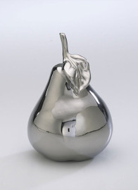 Decorative Pear - 5.5t X 3.25dia. Tabletop Sculpture - Hand Painted Silver Finish