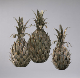 Decorative Pineapple - 13.5t, 12t, and 10.5t Tabletop Sculpture - Set of Three