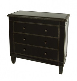 Ebony Black Mirror - 34t X 38w X 16d Small Dresser or Entry Commode - Contemporary Modern Style