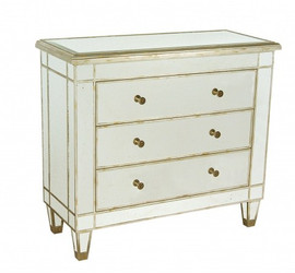 Silver Mirror - 34t X 38w X 16d Accent Chest of Drawers, Dresser - Contemporary Modern Style