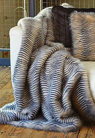Ebony Herringbone Pattern Mink - Luxaire Faux Fur Throw - Natural look and Luxuriously Soft - Extra Large 58" X 71", 5488