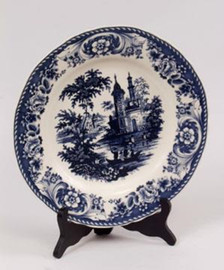 Blue and White Decorative Transferware Porcelain Plate, 10 Inch Diameter 7035 AAA
