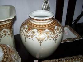 Neo Classical Ivory and Gold - Luxury Handmade Reproduction Chinese Porcelain - 8 Inch Mantel or Flower Vase Style 26