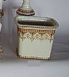 Neo Classical Ivory and Gold - Luxury Handmade Reproduction Chinese Porcelain - 10 Inch Rectangular Planter - Style 647