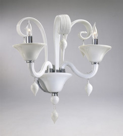 Gloss White Glass Wall Bracket Sconce - Contemporary Style - Two Lights