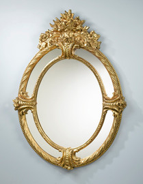 Fanciful Ornate Floral Bouquet - 55" Oval Mirror - Parcel Gilt Finish, 5081