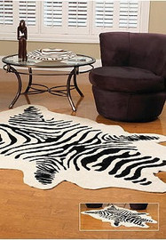 Zebra Faux Skin Rug - Natural Look and Authentic Shape - 56" X 93", 4957