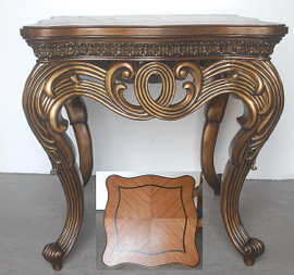 Rotolo Leggero - 28 Inch End | Lamp | Side Table - Rich Wood Tone and Soft Gold Finish