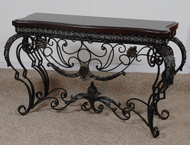Iron Scroll 56 Inch Entry Console Table - Ebony Black Finish