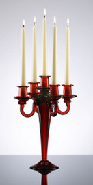 Jewel Red Glass, Contemporary Style, 14.5 Inch Five Taper Candle Candelabrum, 4824