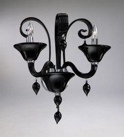 Ebony Black Finely Finished Glass 16 Inch Wall Bracket Sconce - Contemporary Style - Two Lights