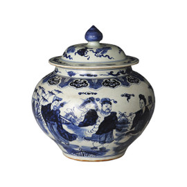 Blue and White Porcelain Ginger Jar - 16 Inches Tall