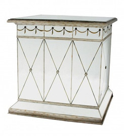 Reverse Hand Painted Silver Mirror - Bar, Luxury Home Entertaining - Louis XVI Neo Classical Style