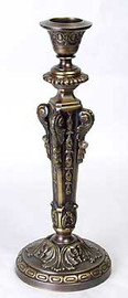Baroque, Indian Brass Taper Candle Holder Classic Candlestick, Dark Antique Brass Finish