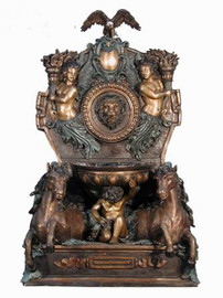 Lost Wax Cast Bronze - 80 Inch Courtyard | Entry Fountain - Polychrome Patina