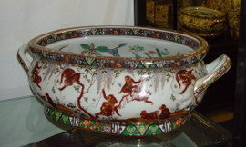Style 591 - Merry Monkeys - Luxury Handmade Reproduction Chinese Porcelain - 22 Inch Foot Bath | Planter | Centerpiece Style 591