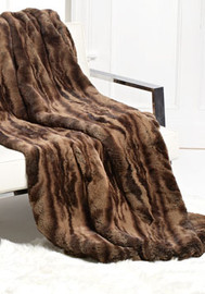 Reddish Brown Variegated Sheared Mink - Luxaire Faux Fur Throw - Natural look & Luxuriously Soft - 59" Large, 6958