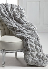 Iced Gray | Grey Mink - Luxaire Faux Fur Throw - Natural look & Luxuriously Soft - 71" Extra Large, 6953